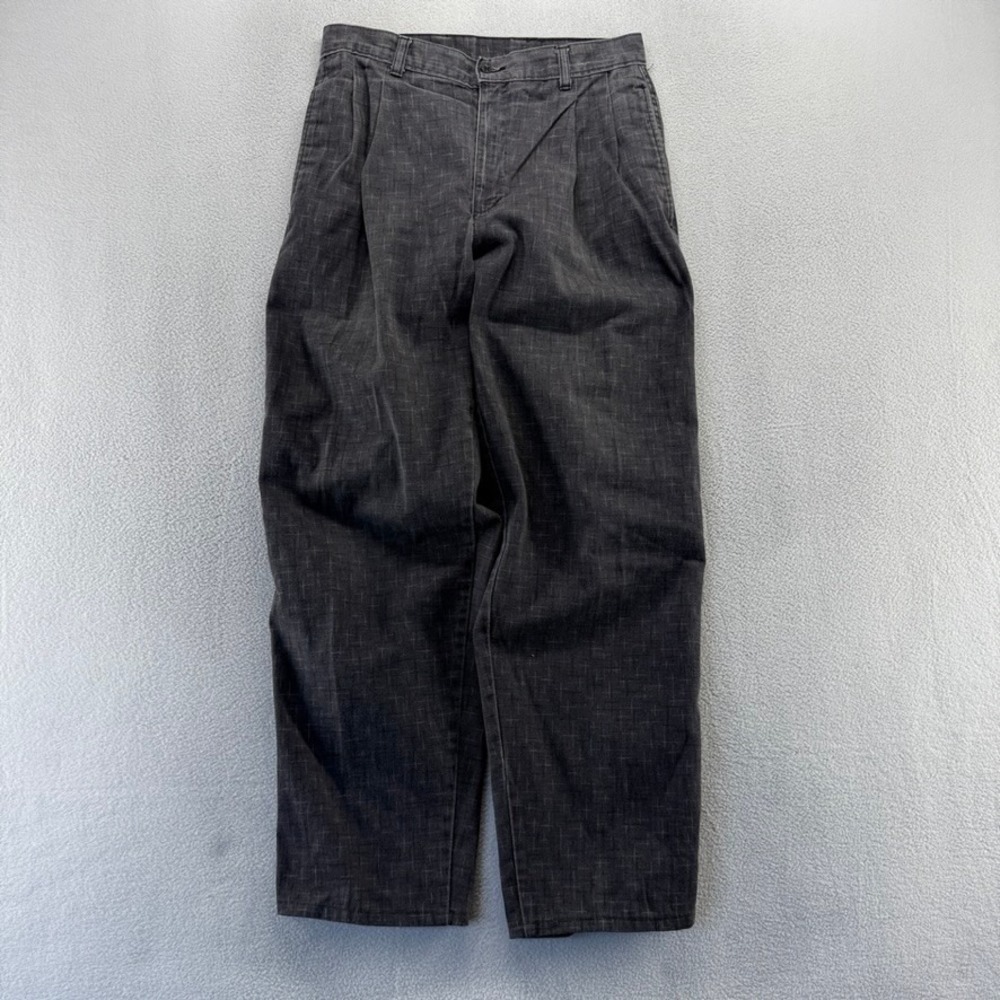 Vintage Brittania Trousers Mens 30x30 Fit 28x28 Gray Plaid Baggy Printed USA 90s